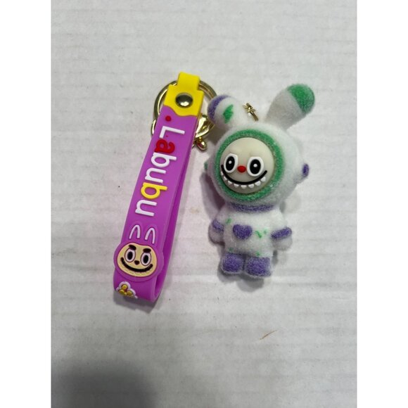 Labubu Keychain With Colorful Bunny Plush And Purple Strap - Picture 1 of 4